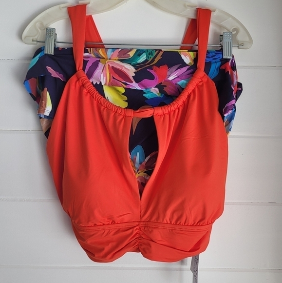 La Blanca High Neck Ruched Tie Back Halter Swim Top Size 18W - Picture 12 of 12